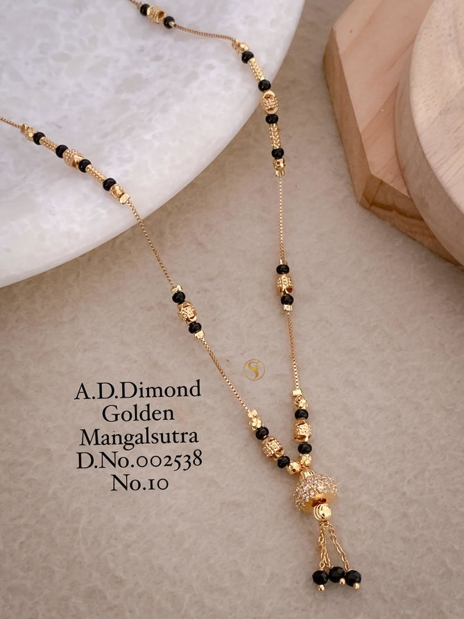 15 AD Diamond Daily Wear Golden Mangalsutra Wholesale Price In Surat
